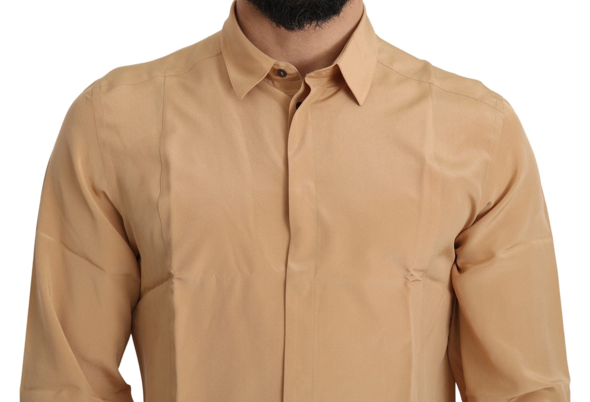 Dolce & Gabbana Elegant Yellow Silk Men's Formal Shirt - Sandy Store ByNet