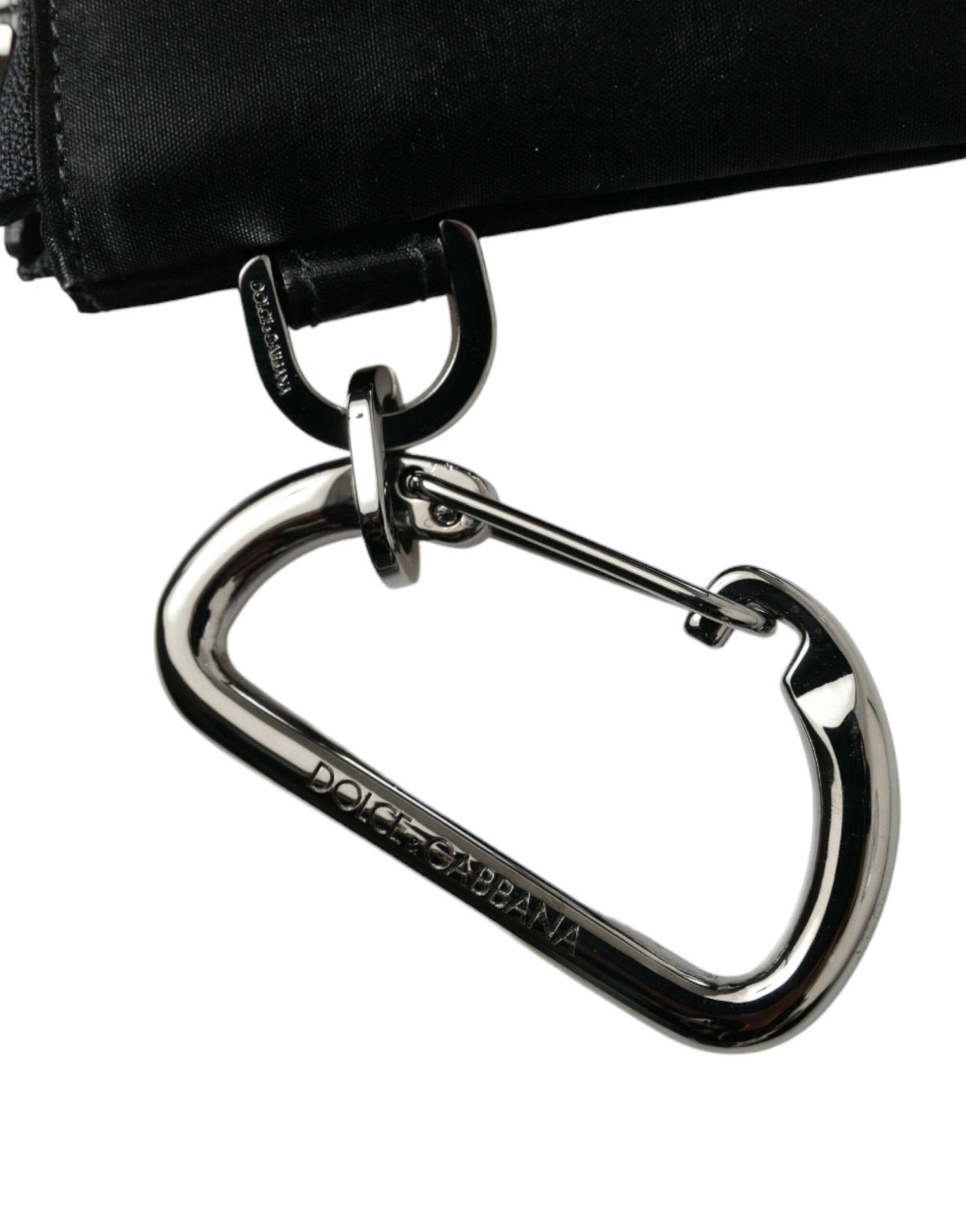 Dolce & Gabbana Elite Black Nylon & Leather Pouch with Logo Detail - Sandy Store ByNet