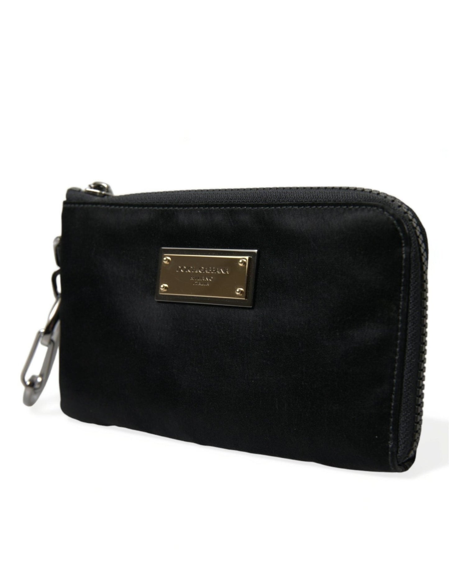 Dolce & Gabbana Elite Black Nylon & Leather Pouch with Logo Detail - Sandy Store ByNet