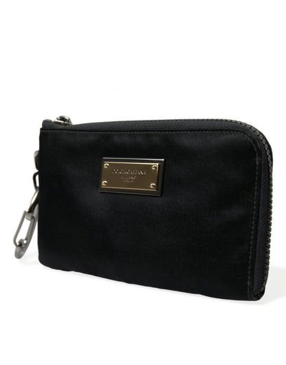 Dolce & Gabbana Elite Black Nylon & Leather Pouch with Logo Detail - Sandy Store ByNet