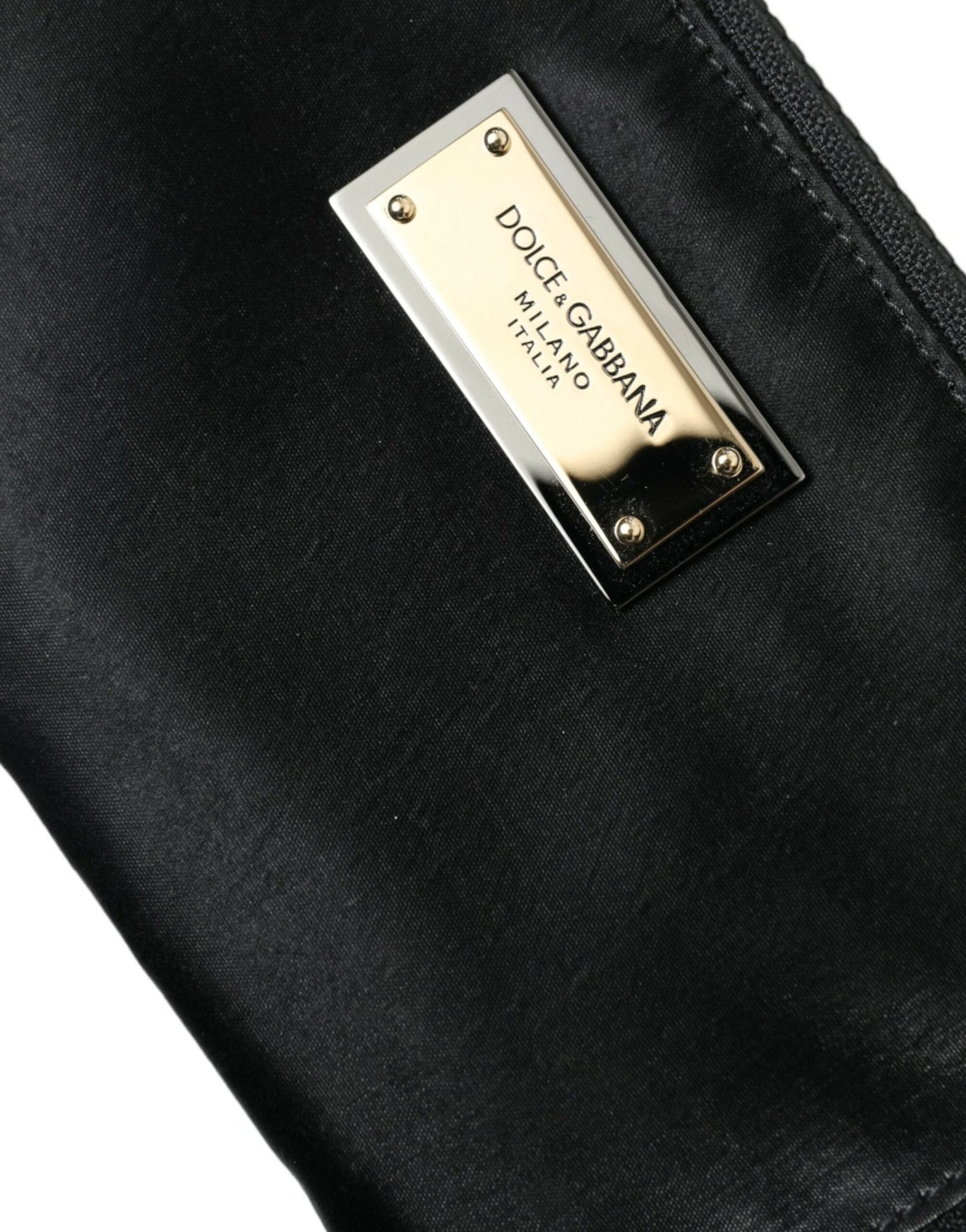 Dolce & Gabbana Elite Black Nylon & Leather Pouch with Logo Detail - Sandy Store ByNet