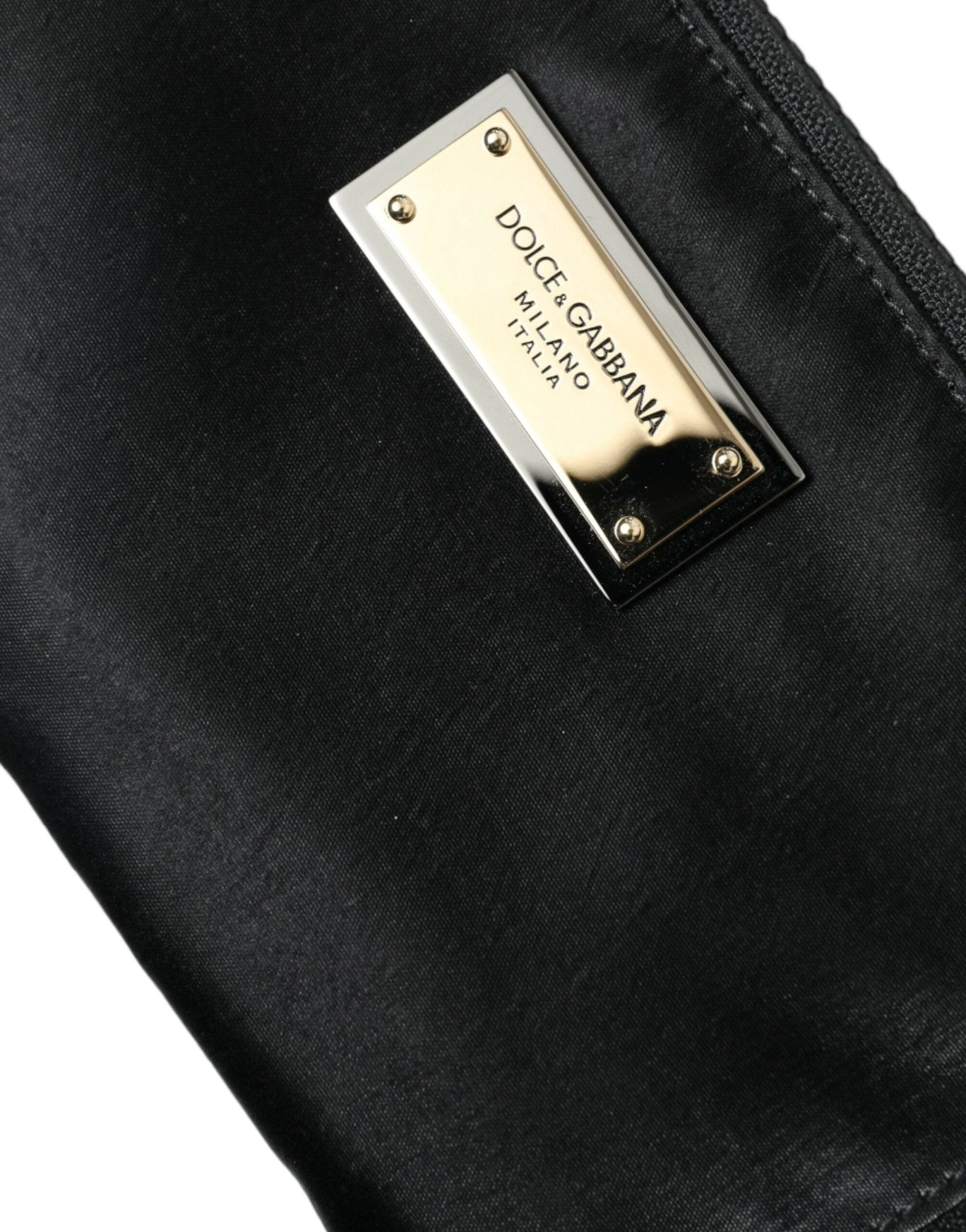 Dolce & Gabbana Elite Black Nylon & Leather Pouch with Logo Detail - Sandy Store ByNet