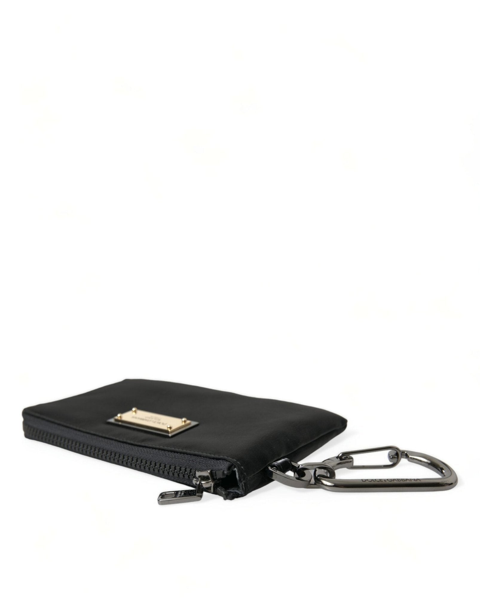 Dolce & Gabbana Elite Black Nylon & Leather Pouch with Logo Detail - Sandy Store ByNet