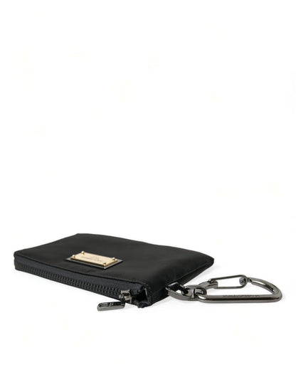 Dolce & Gabbana Elite Black Nylon & Leather Pouch with Logo Detail - Sandy Store ByNet