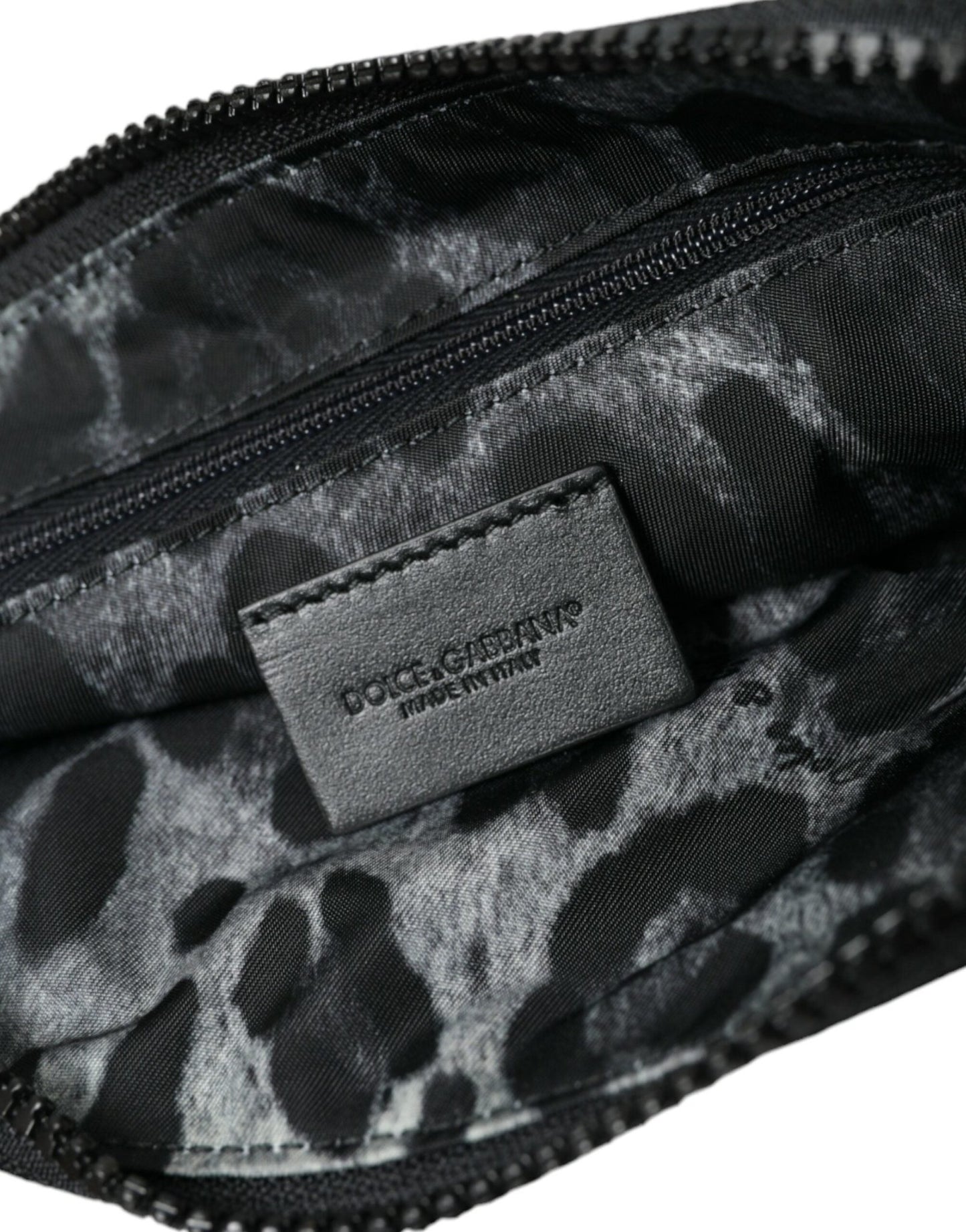 Dolce & Gabbana Elite Black Nylon & Leather Pouch with Logo Detail - Sandy Store ByNet