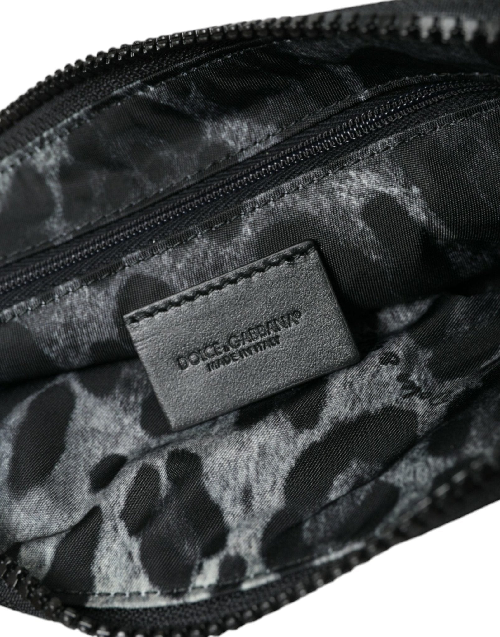 Dolce & Gabbana Elite Black Nylon & Leather Pouch with Logo Detail - Sandy Store ByNet