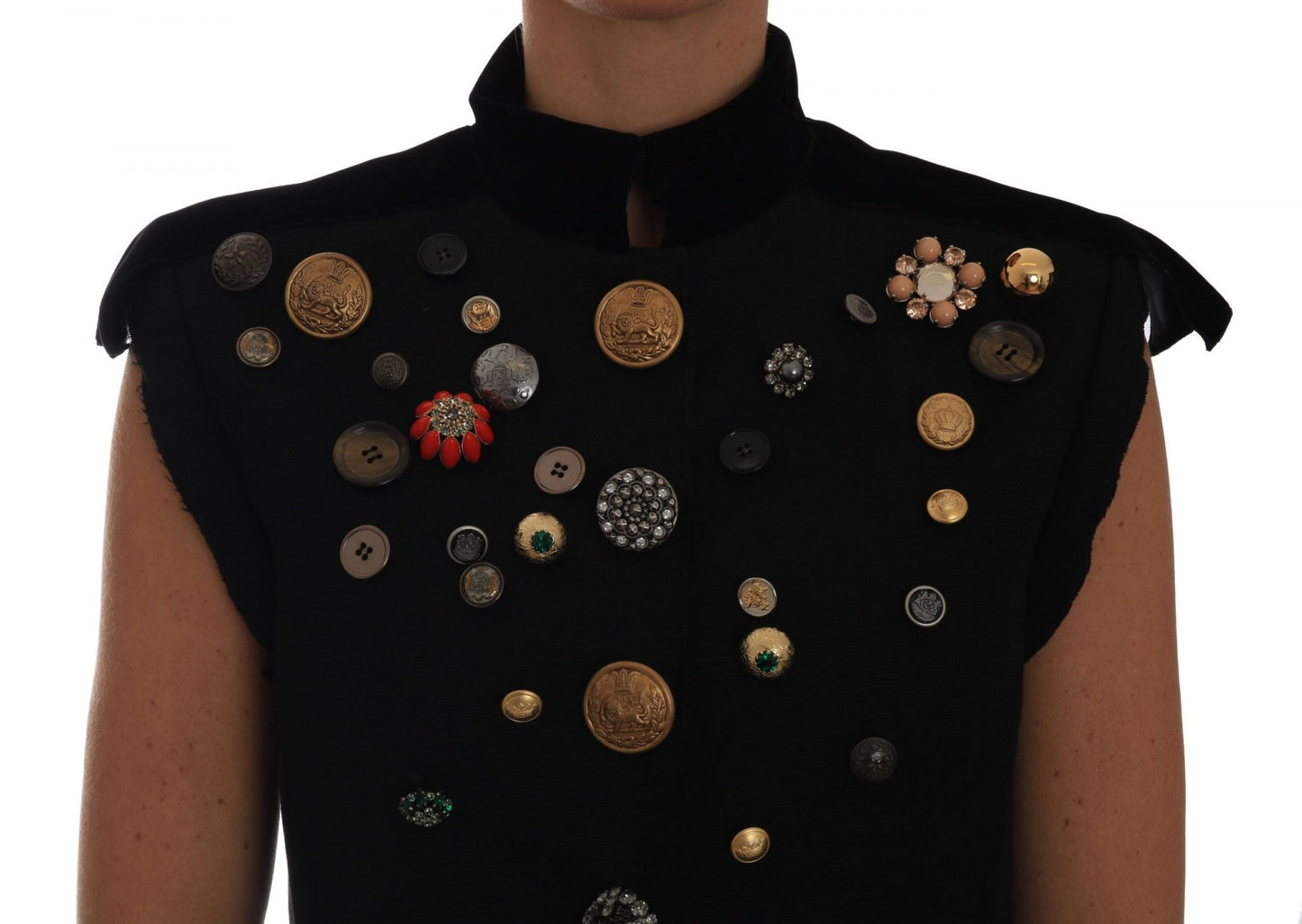 Dolce & Gabbana Embellished Black Military Style Vest - Sandy Store ByNet