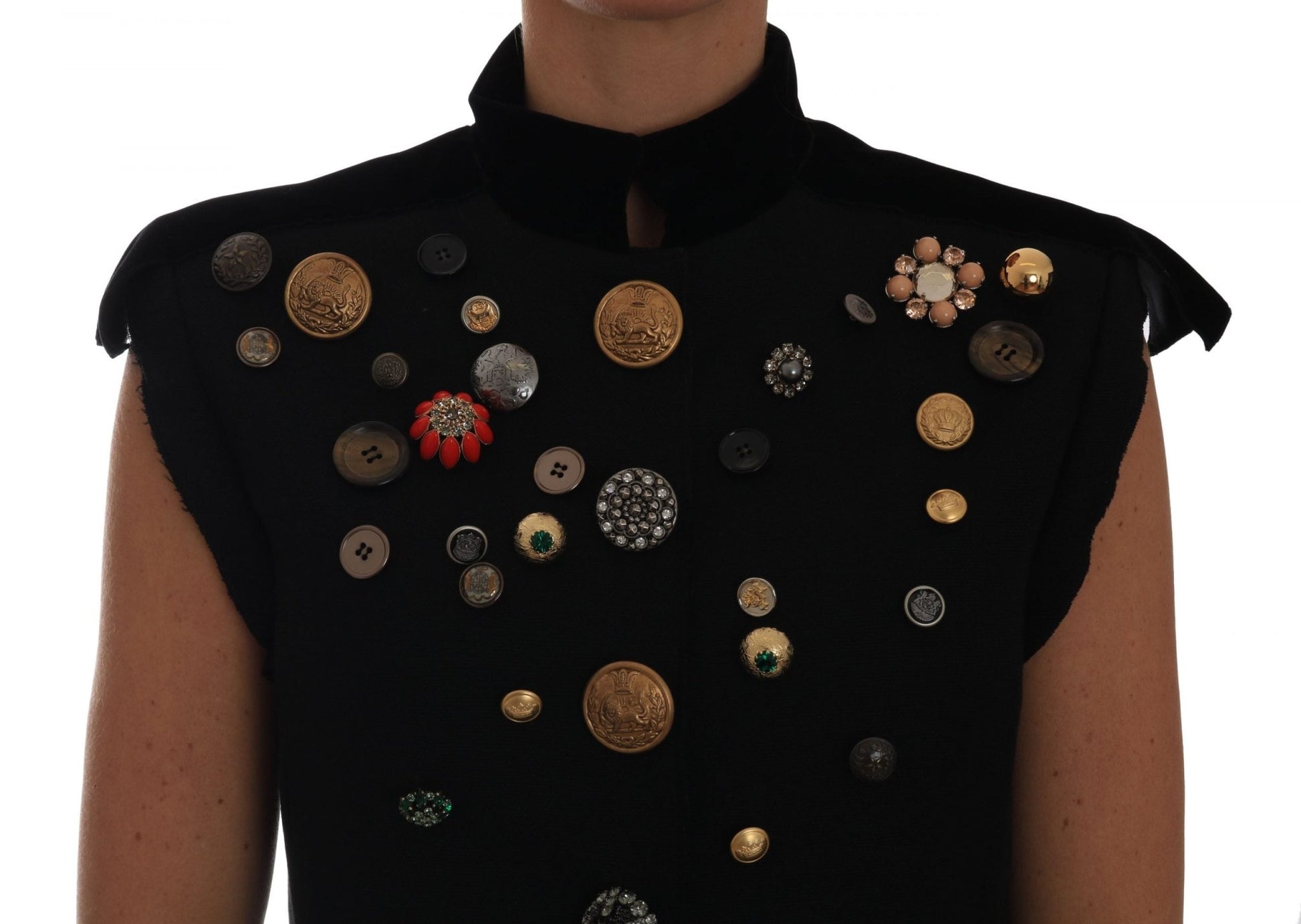 Dolce & Gabbana Embellished Black Military Style Vest - Sandy Store ByNet