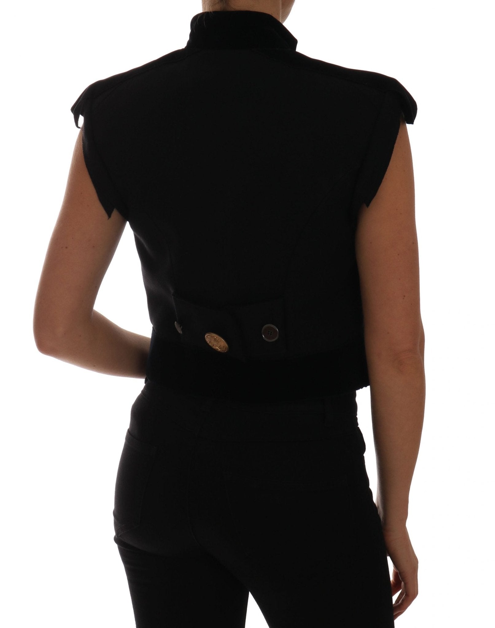 Dolce & Gabbana Embellished Black Military Style Vest - Sandy Store ByNet