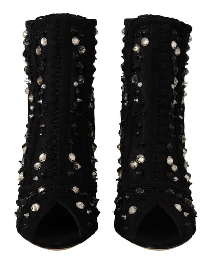Dolce & Gabbana Embellished Crystal Short Boots - Sandy Store ByNet