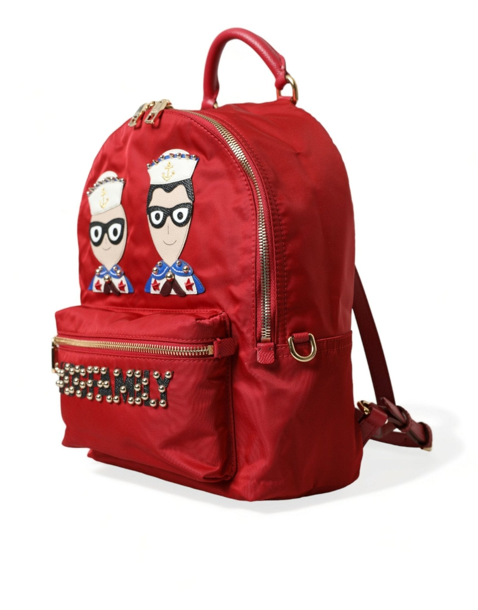 Dolce & Gabbana Embellished Red Backpack with Gold Detailing - Sandy Store ByNet