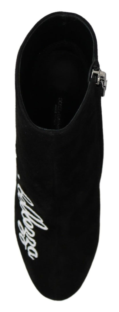 Dolce & Gabbana Embroidered Ankle Boots in Lambskin Suede - Sandy Store ByNet
