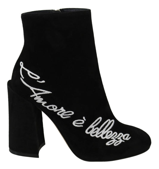 Dolce & Gabbana Embroidered Ankle Boots in Lambskin Suede - Sandy Store ByNet