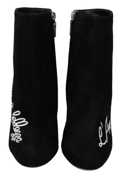 Dolce & Gabbana Embroidered Ankle Boots in Lambskin Suede - Sandy Store ByNet