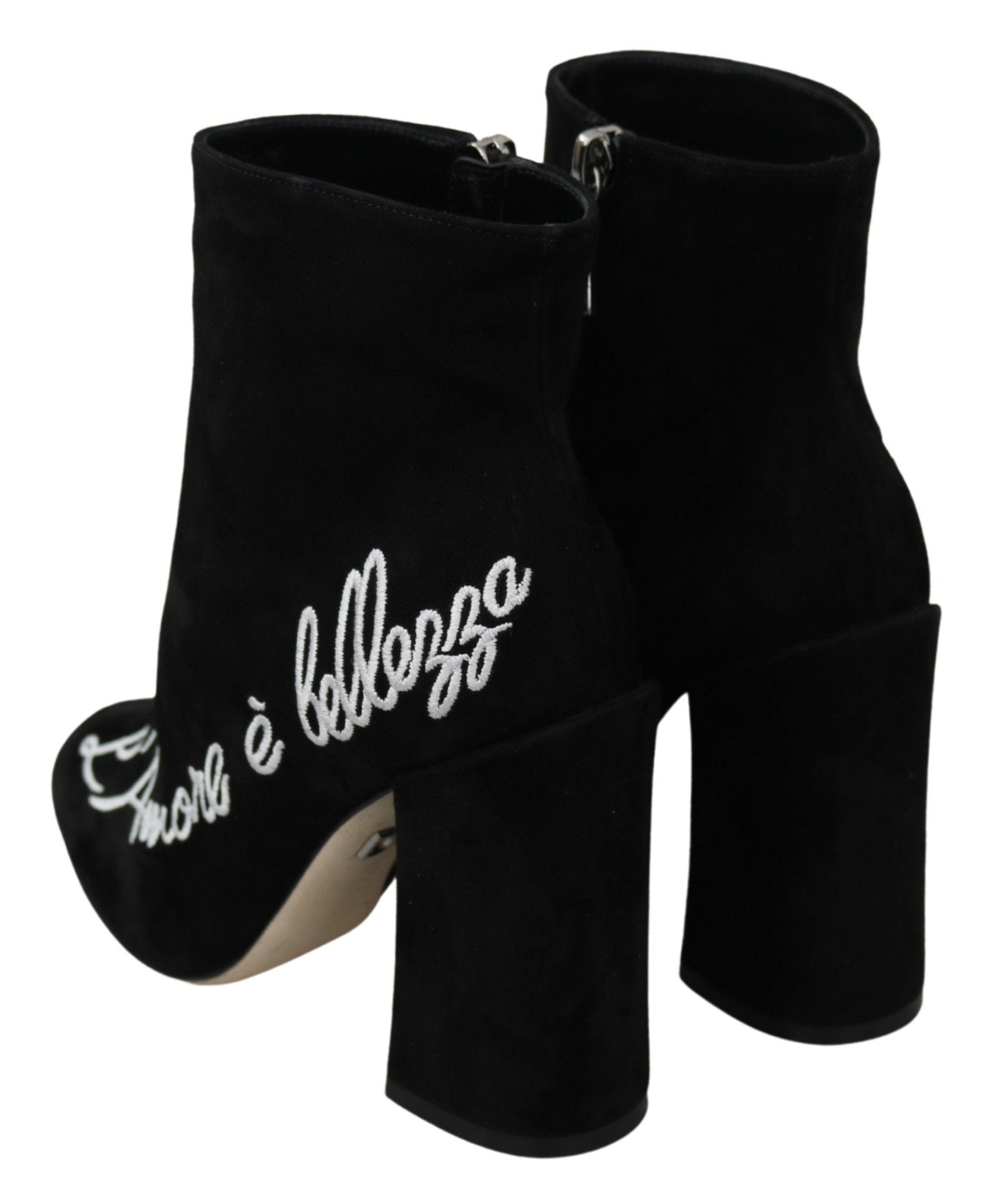 Dolce & Gabbana Embroidered Ankle Boots in Lambskin Suede - Sandy Store ByNet