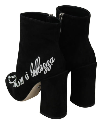 Dolce & Gabbana Embroidered Ankle Boots in Lambskin Suede - Sandy Store ByNet