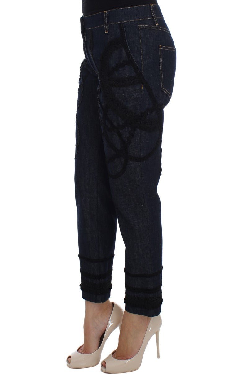 Dolce & Gabbana Embroidered Capri Jeans for Elegant Styling - Sandy Store ByNet