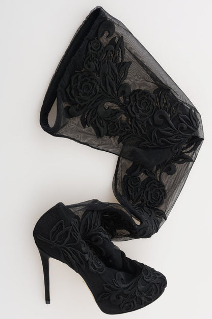 Dolce & Gabbana Embroidered Floral Over - Knee Boots - Sandy Store ByNet