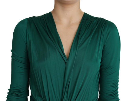 Dolce & Gabbana Emerald Elegance Bodycon Midi Dress - Sandy Store ByNet