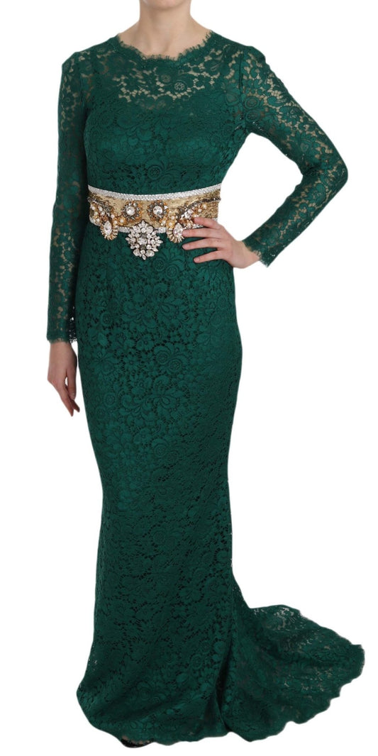 Dolce & Gabbana Emerald Elegance Long Sleeve Floor - Length Dress - Sandy Store ByNet