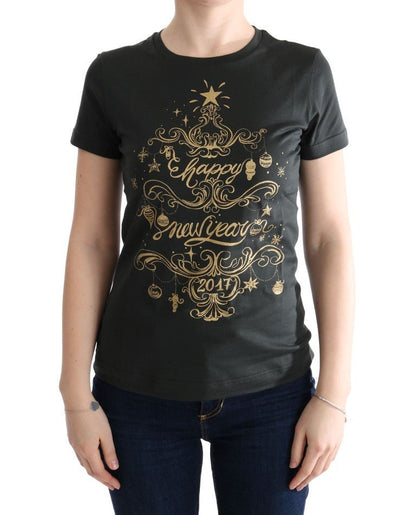 Dolce & Gabbana Emerald Green Cotton Tee with 2017 Print - Sandy Store ByNet