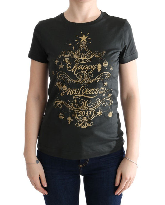 Dolce & Gabbana Emerald Green Cotton Tee with 2017 Print - Sandy Store ByNet