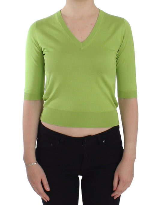 Dolce & Gabbana Emerald Green Wool V - Neck Pullover - Sandy Store ByNet