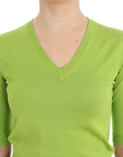 Dolce & Gabbana Emerald Green Wool V - Neck Pullover - Sandy Store ByNet