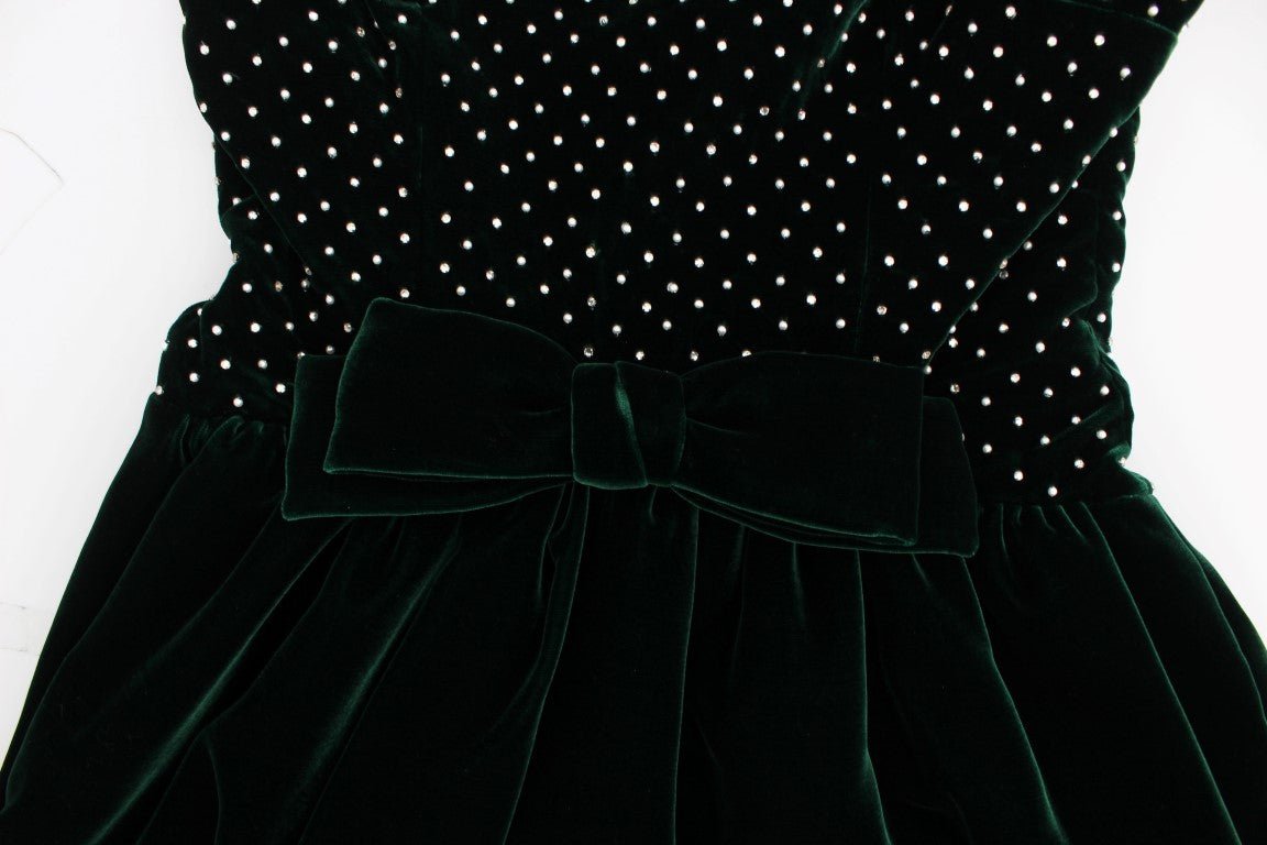 Dolce & Gabbana Enchanted Emerald Velvet Crystal Maxi Dress - Sandy Store ByNet