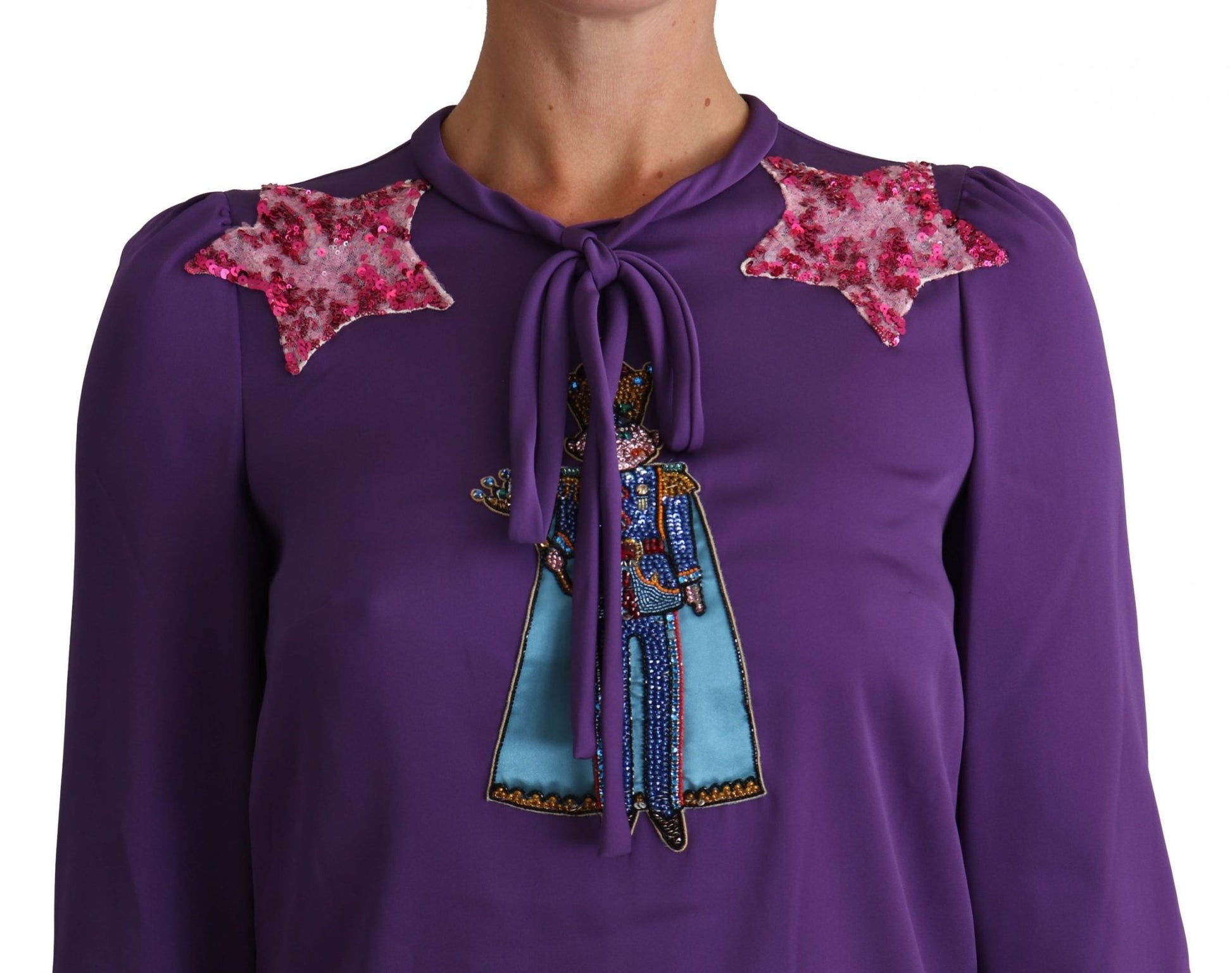 Dolce & Gabbana Enchanted Purple Silk Crystal Blouse - Sandy Store ByNet