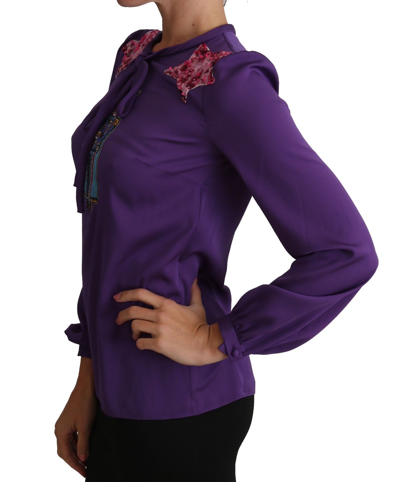 Dolce & Gabbana Enchanted Purple Silk Crystal Blouse - Sandy Store ByNet