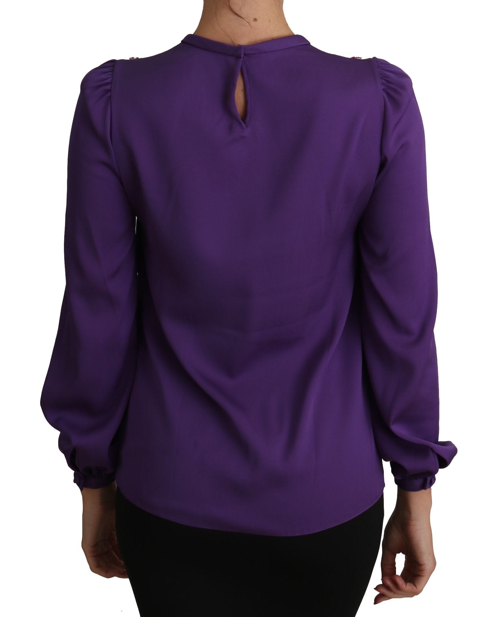 Dolce & Gabbana Enchanted Purple Silk Crystal Blouse - Sandy Store ByNet