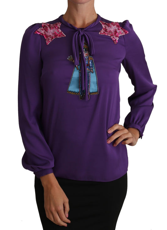 Dolce & Gabbana Enchanted Purple Silk Crystal Blouse - Sandy Store ByNet
