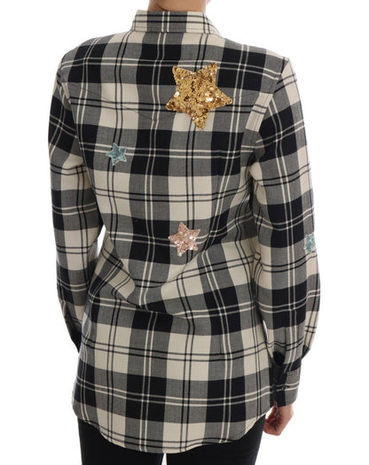 Dolce & Gabbana Enchanted Sequin Checkered Wool Shirt - Sandy Store ByNet