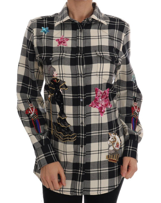 Dolce & Gabbana Enchanted Sequin Checkered Wool Shirt - Sandy Store ByNet