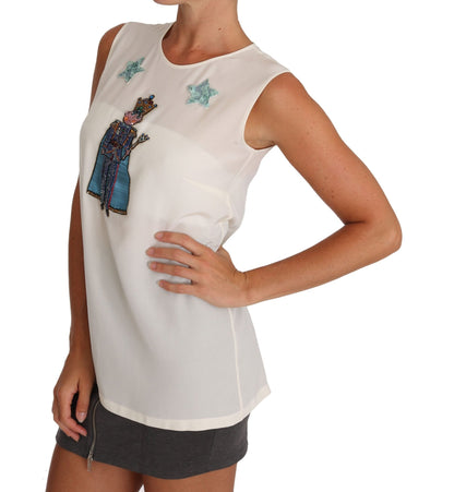 Dolce & Gabbana Enchanted Sequined Silk Sleeveless Top - Sandy Store ByNet