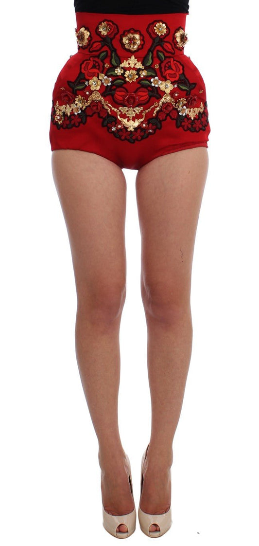 Dolce & Gabbana Enchanted Sicilian Rose Embroidered Mini Shorts - Sandy Store ByNet