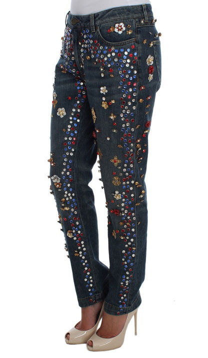 Dolce & Gabbana Enchanted Sicily Crystal Heart Boyfriend Jeans - Sandy Store ByNet