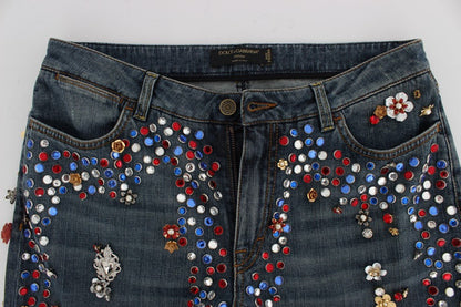 Dolce & Gabbana Enchanted Sicily Crystal Heart Boyfriend Jeans - Sandy Store ByNet