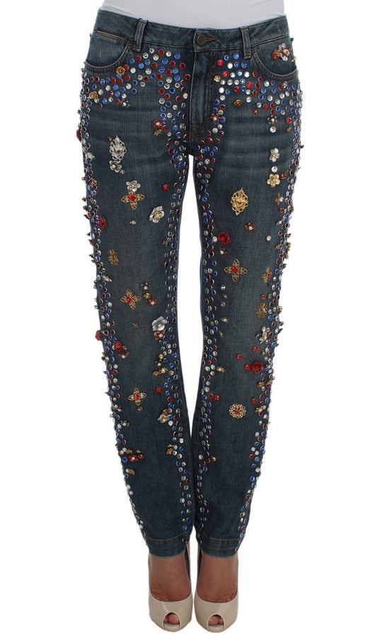 Dolce & Gabbana Enchanted Sicily Crystal Heart Boyfriend Jeans - Sandy Store ByNet