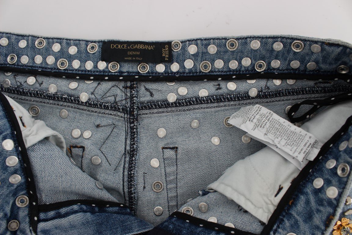 Dolce & Gabbana Enchanted Sicily Crystal Heart Boyfriend Jeans - Sandy Store ByNet