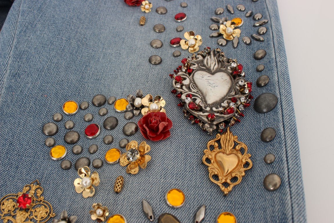 Dolce & Gabbana Enchanted Sicily Crystal Heart Boyfriend Jeans - Sandy Store ByNet