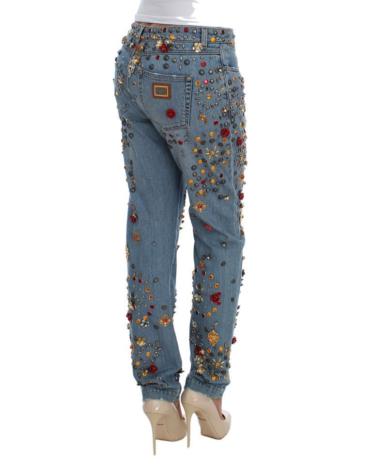Dolce & Gabbana Enchanted Sicily Crystal Heart Boyfriend Jeans - Sandy Store ByNet