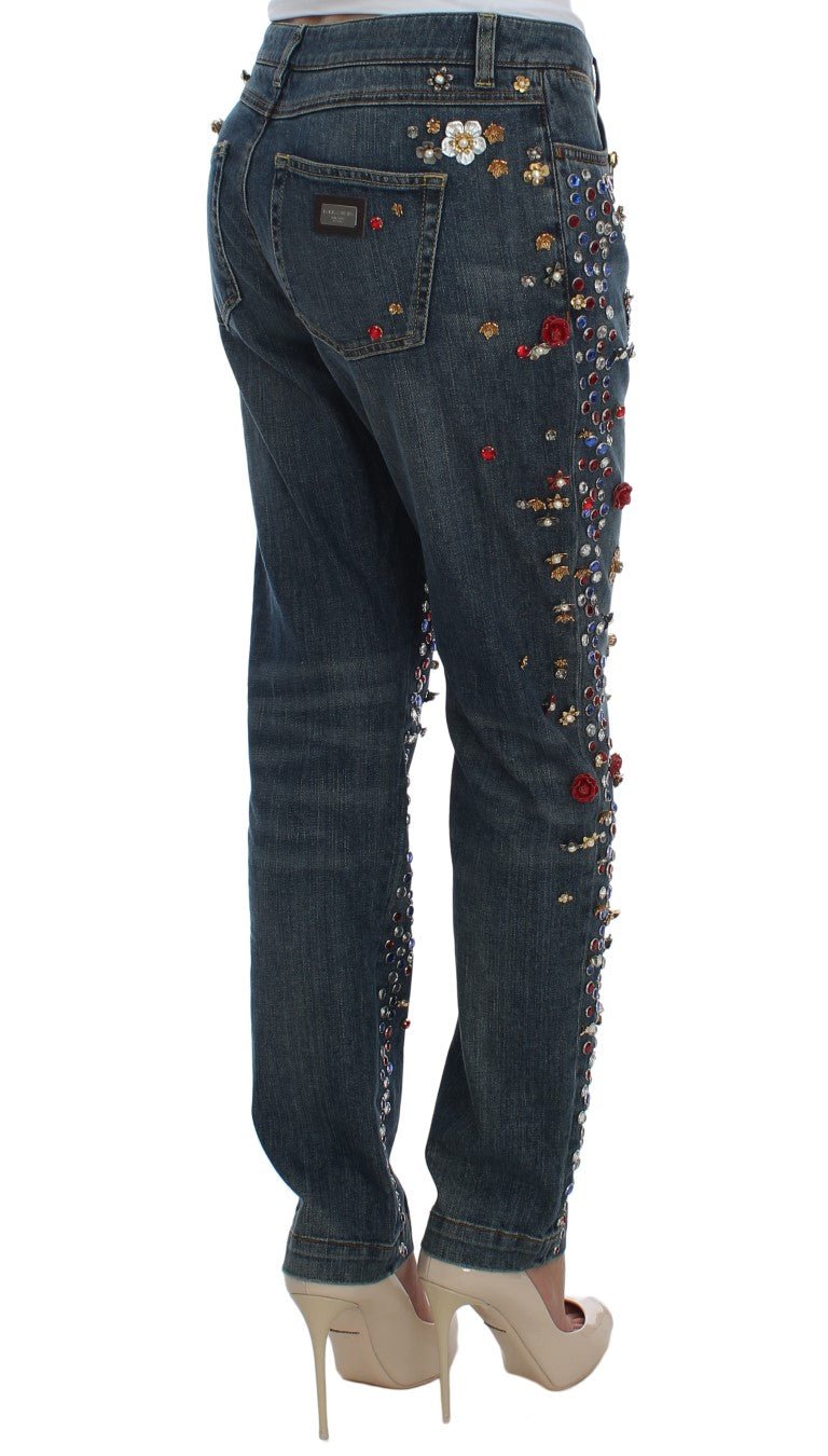 Dolce & Gabbana Enchanted Sicily Crystal Heart Boyfriend Jeans - Sandy Store ByNet