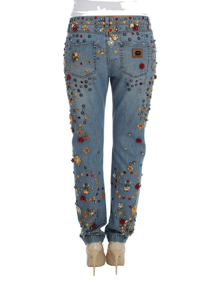 Dolce & Gabbana Enchanted Sicily Crystal Heart Boyfriend Jeans - Sandy Store ByNet