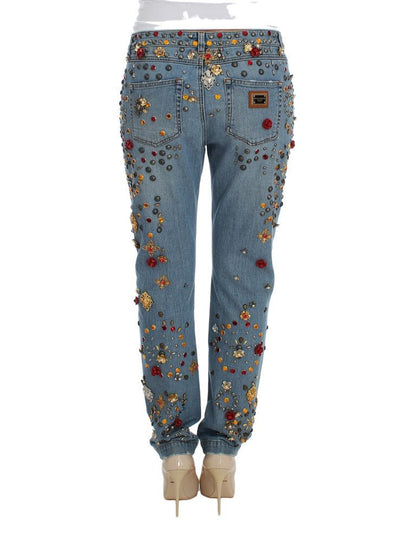 Dolce & Gabbana Enchanted Sicily Crystal Heart Boyfriend Jeans - Sandy Store ByNet