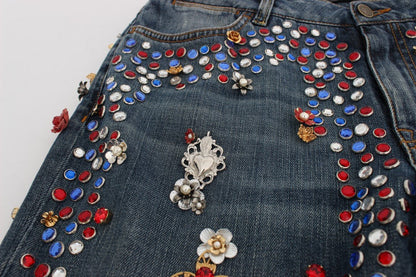 Dolce & Gabbana Enchanted Sicily Crystal Heart Boyfriend Jeans - Sandy Store ByNet