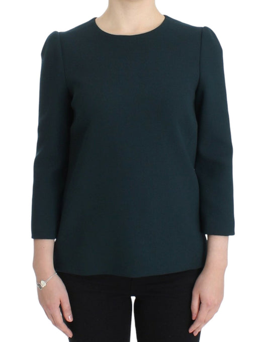 Dolce & Gabbana Enchanted Sicily Green Wool Silk Blend Blouse - Sandy Store ByNet