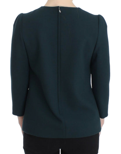 Dolce & Gabbana Enchanted Sicily Green Wool Silk Blend Blouse - Sandy Store ByNet
