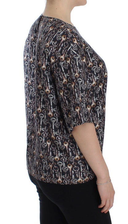Dolce & Gabbana Enchanted Sicily Silk Blouse with Key Print - Sandy Store ByNet